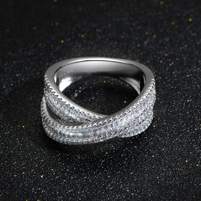 S925 Sterling Silver Eternal Cross Engagement Ring Cubic Zirconia Ring Women's Diamond Ring