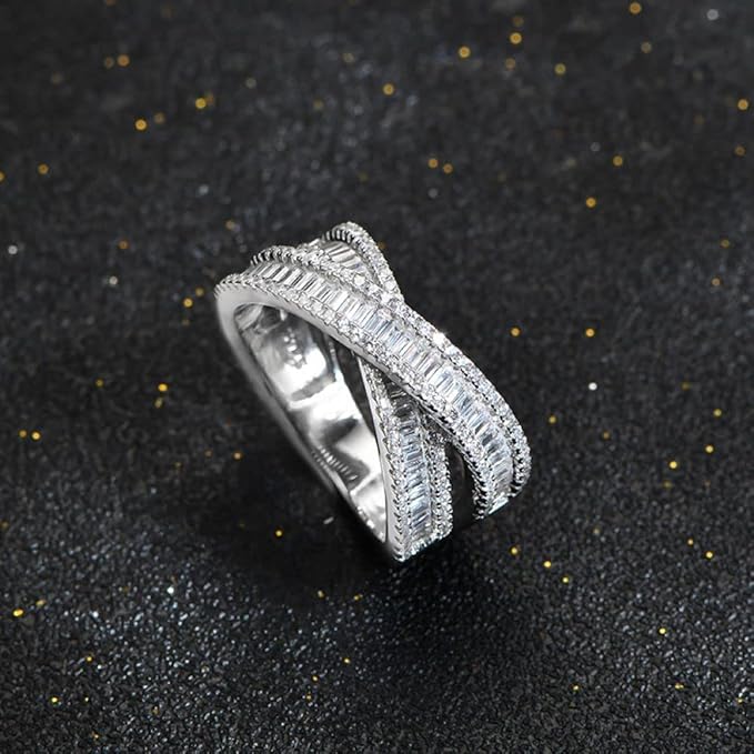 S925 Sterling Silver Eternal Cross Engagement Ring Cubic Zirconia Ring Women's Diamond Ring