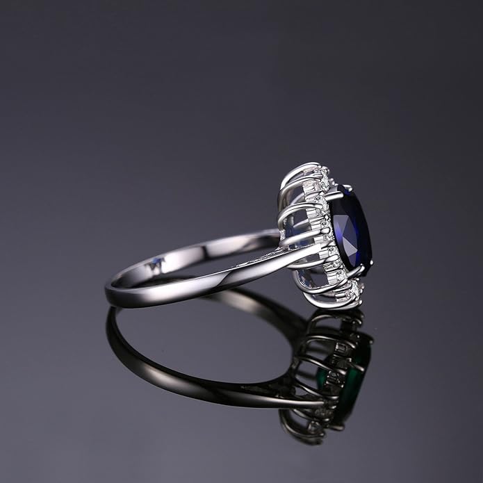 Classic Style Birthstone Sapphire Engagement Ring Anniversary Edition 14K Gold-Plated 925 Sterling Silver