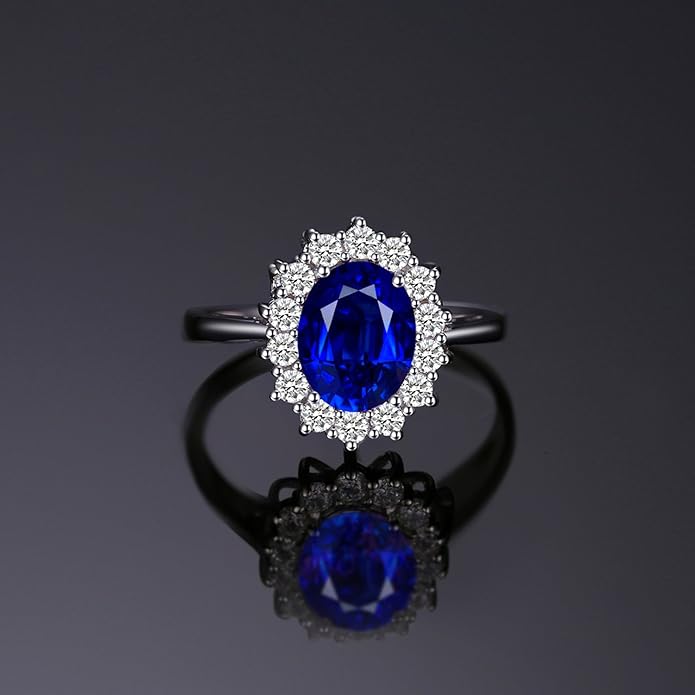 Classic Style Birthstone Sapphire Engagement Ring Anniversary Edition 14K Gold-Plated 925 Sterling Silver