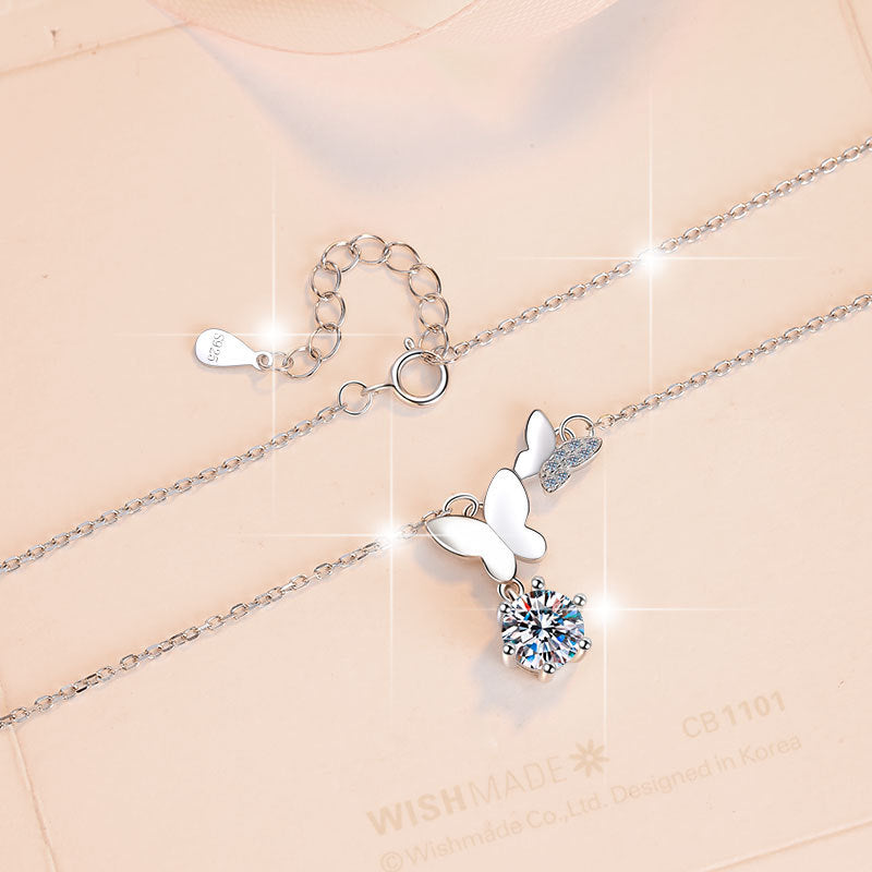 s925 Fashion Butterfly Pendant Necklace