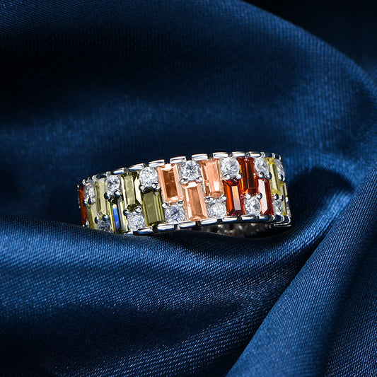 Luxury S925 Tiered Color-Block Ring
