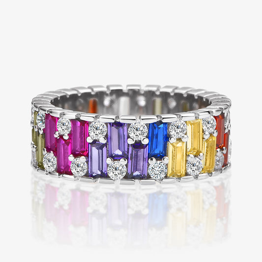 Luxury S925 Tiered Color-Block Ring