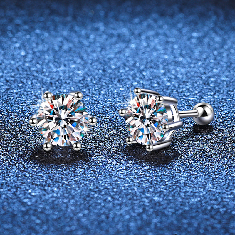 s925 sterling silver threaded stud earrings