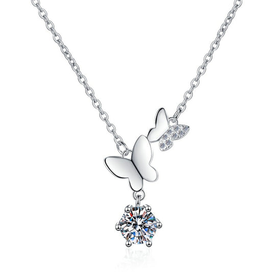 s925 Fashion Butterfly Pendant Necklace