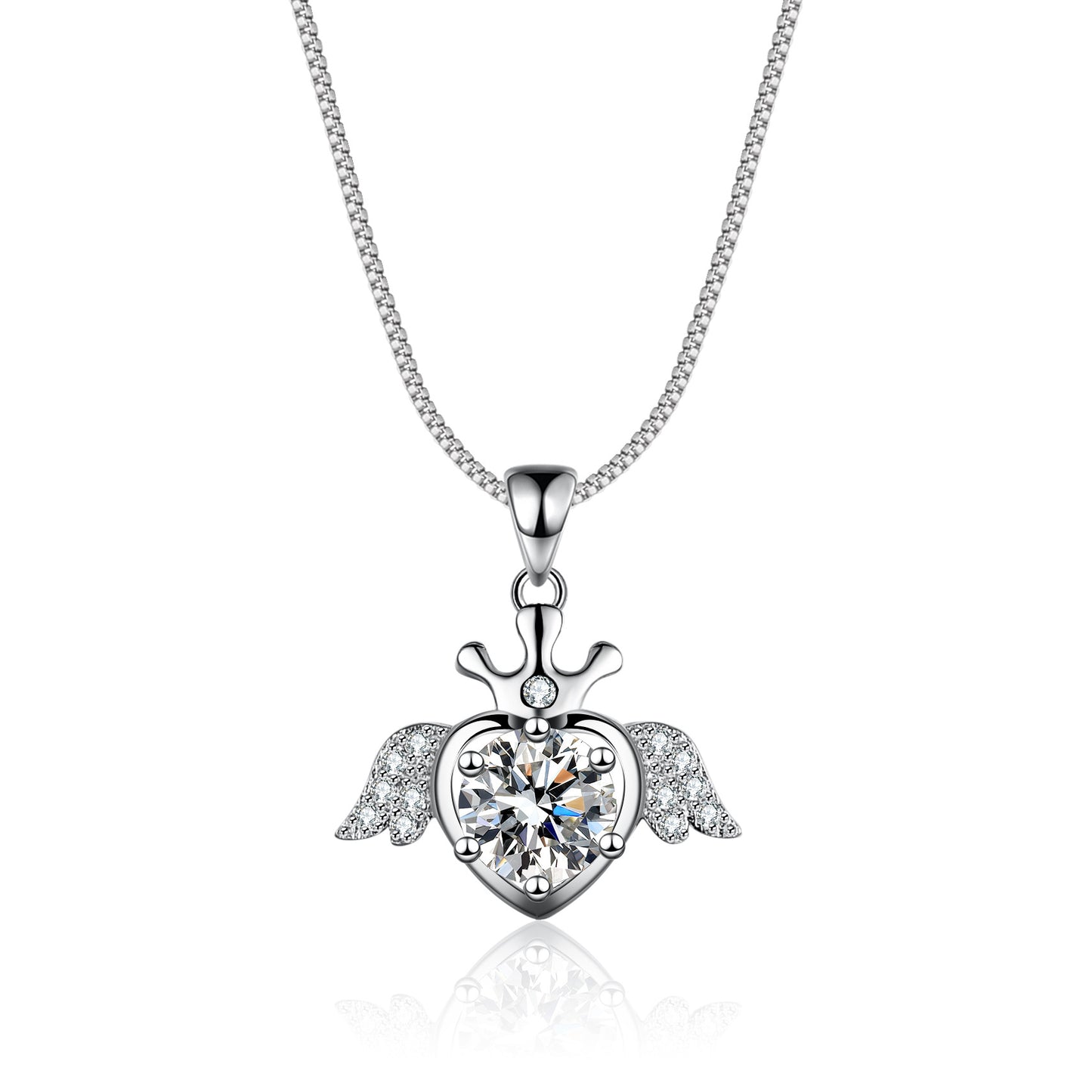 s925 Hip Hop Angel Crown Pendant Necklace