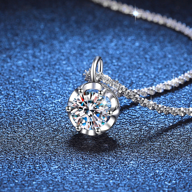 s925 sparkling crown necklace