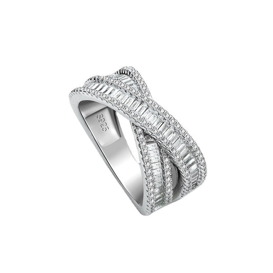S925 Sterling Silver Eternal Cross Engagement Ring Cubic Zirconia Ring Women's Diamond Ring
